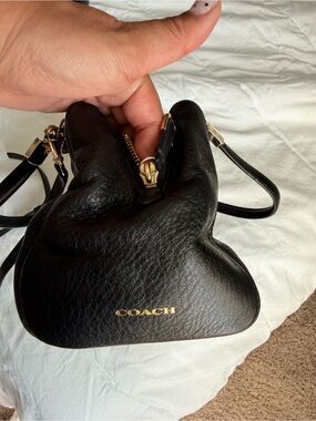 Coach Black Pebbled Leather Mini Crossbody with Gold Hardware